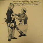 Cardboard poster promoting the work of the British Red Cross nursing members in Britain