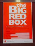 red, white and black text-only poster featuring the words, 'the Big Red Box'