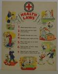 Junior Red Cross poster advertising the 'Health Laws'