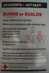 One of a series of 8 posters: Accidents - Act Fast! Burns or Scalds. This is what you should do ....
