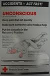 One of a series of 8 posters: Accidents - Act Fast! Unconscious. This is what you should do ....