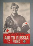 Small poster showing a young man in uniform with the emblem of his brassard: 'Please send a donation to Mrs Churchill's Red Cross "Aid to Russia" Fund.