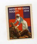 British Red Cross Society stamp,'VAD and wounded soldier,' 1914.