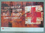Poster: 'How to say "Don't shoot me" in 350 languages.'