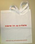 cloth bag: care in a crisis with the url for health and social care