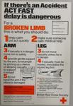 Poster promoting what to do in case of a broken limb