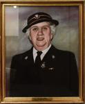 Framed pastel portrait of Mrs Vernon-Walker in British Red Cross outdoor uniform.