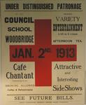 Poster advertising entertainments at the Council School, Woodbridge - 2nd January 1913