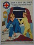 Part of the Junior Red Cross Health Laws: 'Early to Bed & Early to Rise - Windows Open Night and Day'