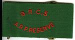 Green brassard with red letters: BRCS ARP Reserve
