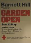 poster advertising an Garden Open Day at Barnet Hill