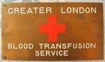 Brass door plate from Greater London Blood Transfusion Service