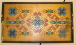 Colourful wooden marquetry tray