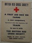 poster advertising Agricultural (First Aid) Regulations 1957 and requirement for first aid box on farms