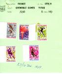 set of five stamps issued by France for the X Winter Olympic Games held at Grenoble, 1968