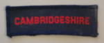 'Cambridgeshire' flash (x4) red thread on blue