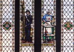 Postcard showing the Red Cross window in Bristol cathedral