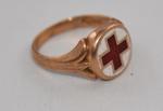 Gold ring featuring Red Cross emblem