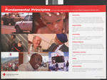Fundamental Principles of the International Red Cross and Red Crescent Movement poster, illustrated with seven coloured images.