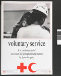 Poster illustrating the Fundamental Principles of the International Red Cross: Voluntary service.