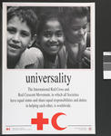 Poster illustrating the Fundamental Principles of the International Red Cross: Universality.