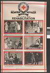 One of a set of large posters illustrating the services of the British Red Cross: British Red Cross Help with Rehabilitation.