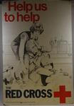 Cardboard British Red Cross Society display poster, 'Help Us to Help.'