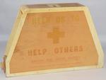 British Red Cross wooden collecting box: 'Help Us to Help Others'