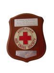 Small wooden shield presented by the Australian Red Cross Society, Tasmanian Division