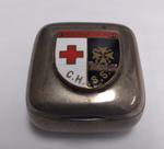 Small silver plate box with Central Hospital Supply Service badge