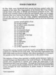 Laminated sheet of A4 paper containing facts about Prisoner of War Parcels during the Second World War