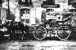 Photograph of a horse drawn ambulance from the Woolwich Ambulance Unit