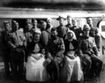 Personnel in front of the white hospital train during the Boer War