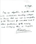 Letter sent by Lord Kitchener from the War Office