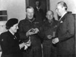 Evelyn Bark receiving a medal awarded by the Swedish Red Cross