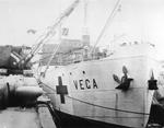 International Red Cross ship the 'Vega' in dock with food parcels for relief to civilians in Guernsey