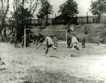 Prisoners playing a game of football in Stalag XXA