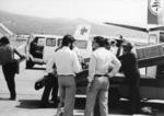 Red Cross relief supplies being unloaded from a plane at Beirut airport