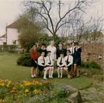 Marjorie Clay and Cadets in a Garden