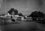 Black and white photograph. Entrance of British Red Cross No1 Hospital in Multan, Pakistan