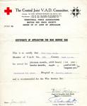 Certificate of Application for War Service bar awarded to Elsie L Poole