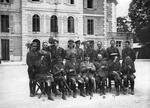 Group of sixteen servicemen outside a building [Ashton Court Hospital, Bristol]