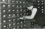 Black and white photograph of Joy Fawcett, BRCS Archivist at Barnett Hill