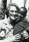 Black and white photograph of relief work in Ethiopia