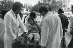 Black and white photograph of relief work following the Algerian Earthquake October 1980