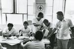 Black and white photograph for World Red Cross Day 1981 - Philippines Red Cross providing occupational therapy in an armed forces hospital