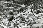 Black and white photograph of relief work after an earthquake in Guatemala 1976