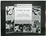 Black and white photograph of BRCS museum display panels 1960s