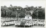 Black and white photograph of the Junior Red Cross commemorating Fiji Independence Day 1970
