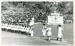 Black and white photograph of the Junior Red Cross commemorating Fiji Independence Day 1970